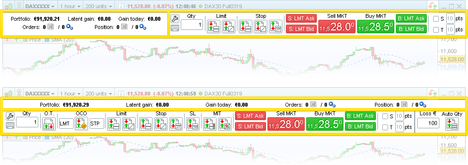 Trading toolbar