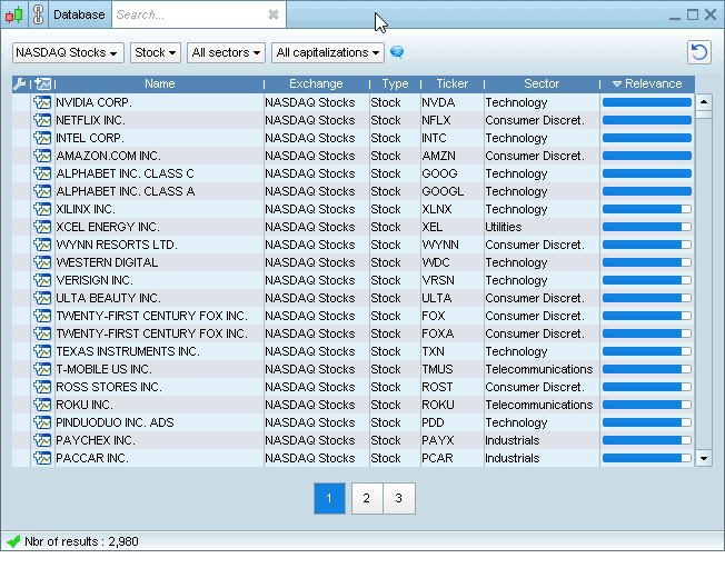 Search & instrument Database