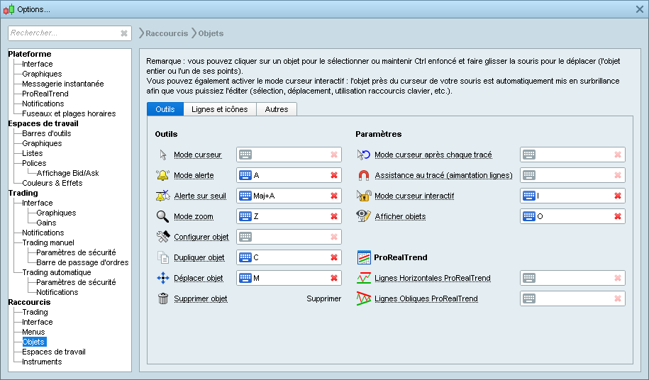 Objects / Drawing shortcuts