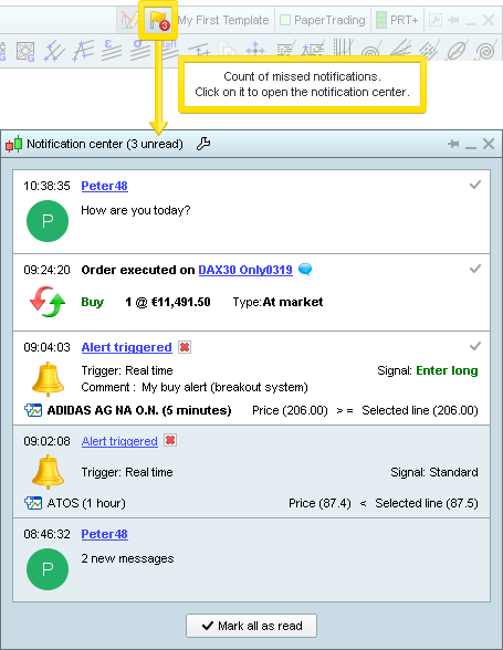 Notification center